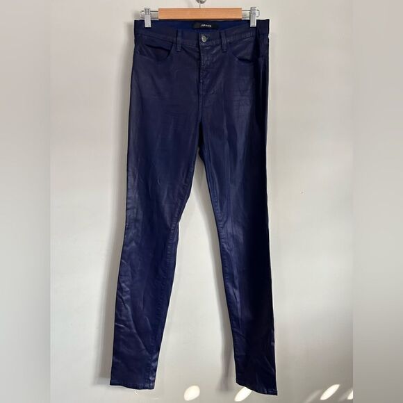 J Brand Maria Coated High Rise Skinny Jeans in Blueberry - Picture 2 of 12